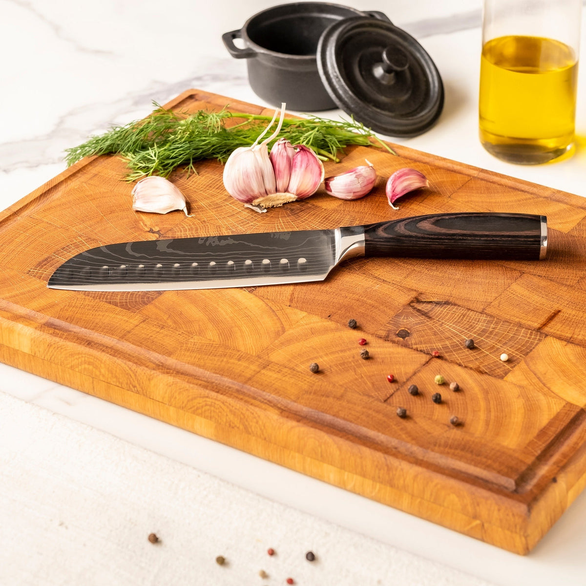Japanese Hammered Damascus Chef Knife Set